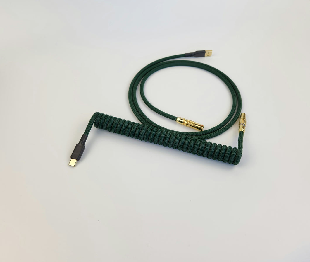 Forest Green Cable - Coiled - Gold Lemo
