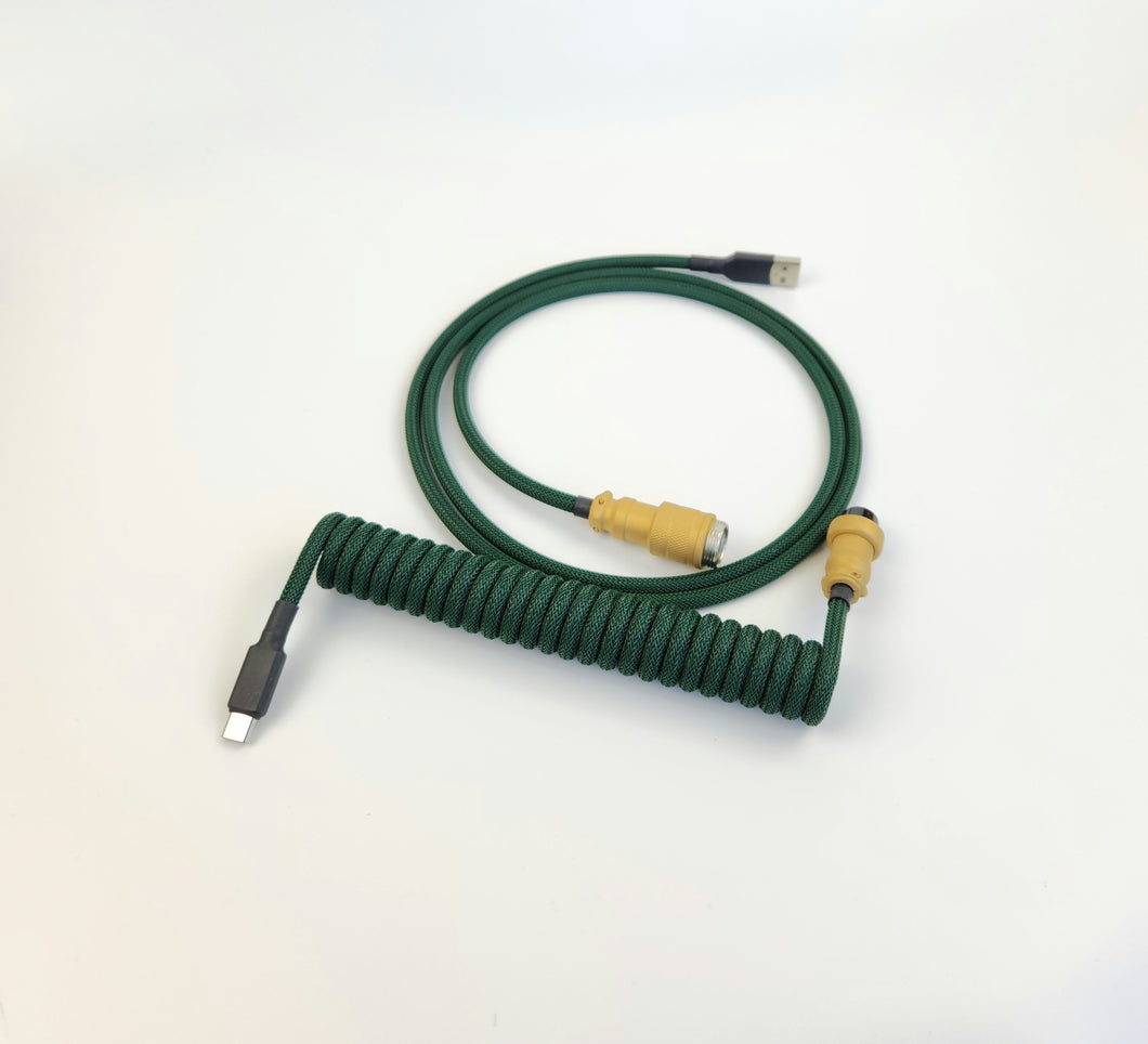Forest Green Cable - Coiled - Matte Gold Aviator