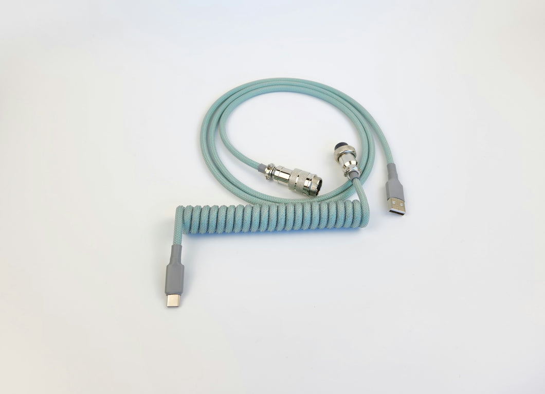 Mint Grey Cable - Coiled - Silver Aviator