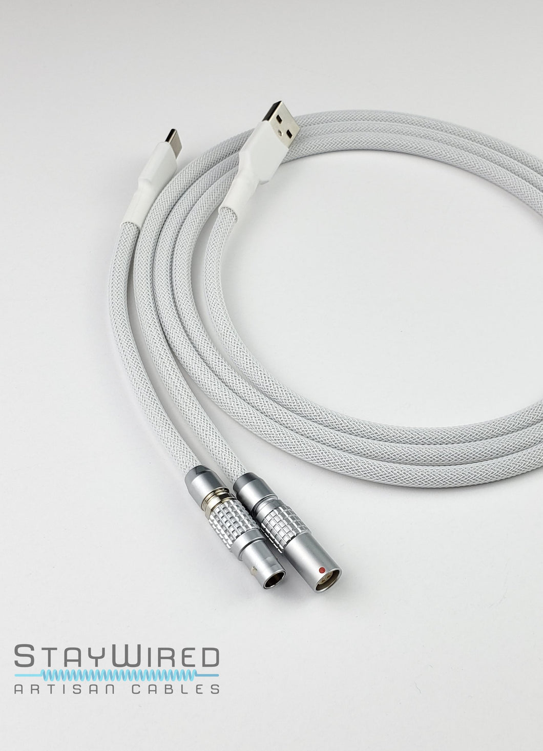 Sleek White // straight cable // Silver premium push/pull