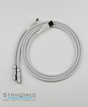 Load image into Gallery viewer, Sleek White // straight cable // Silver premium push/pull
