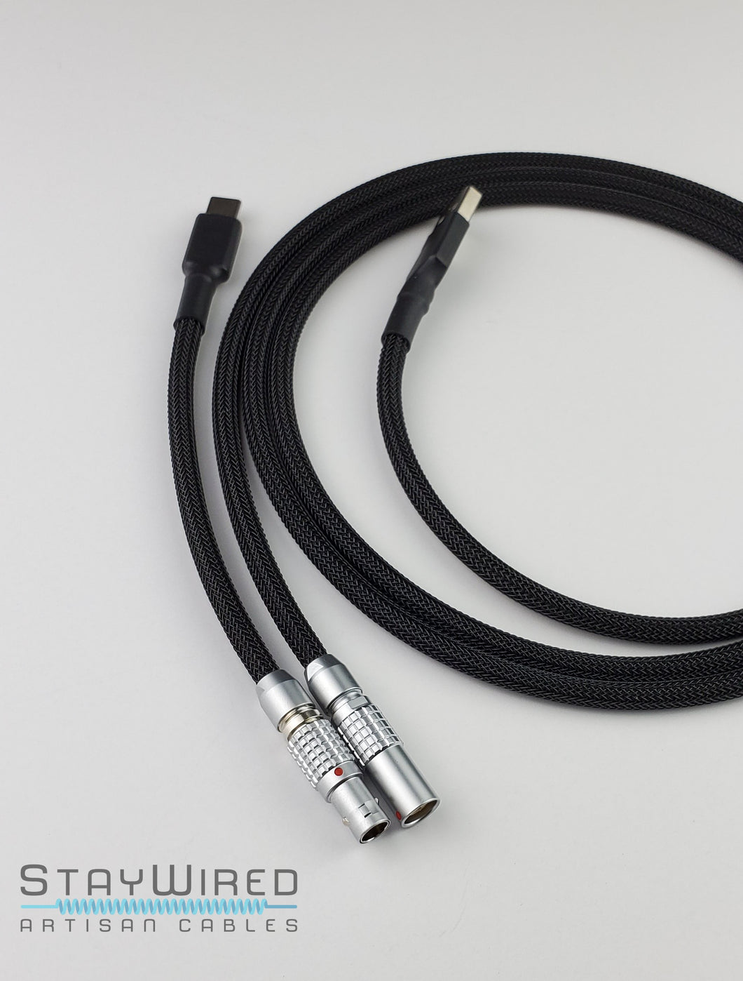 Sleek Black // straight cable // Silver Premium Push/pull (customize)